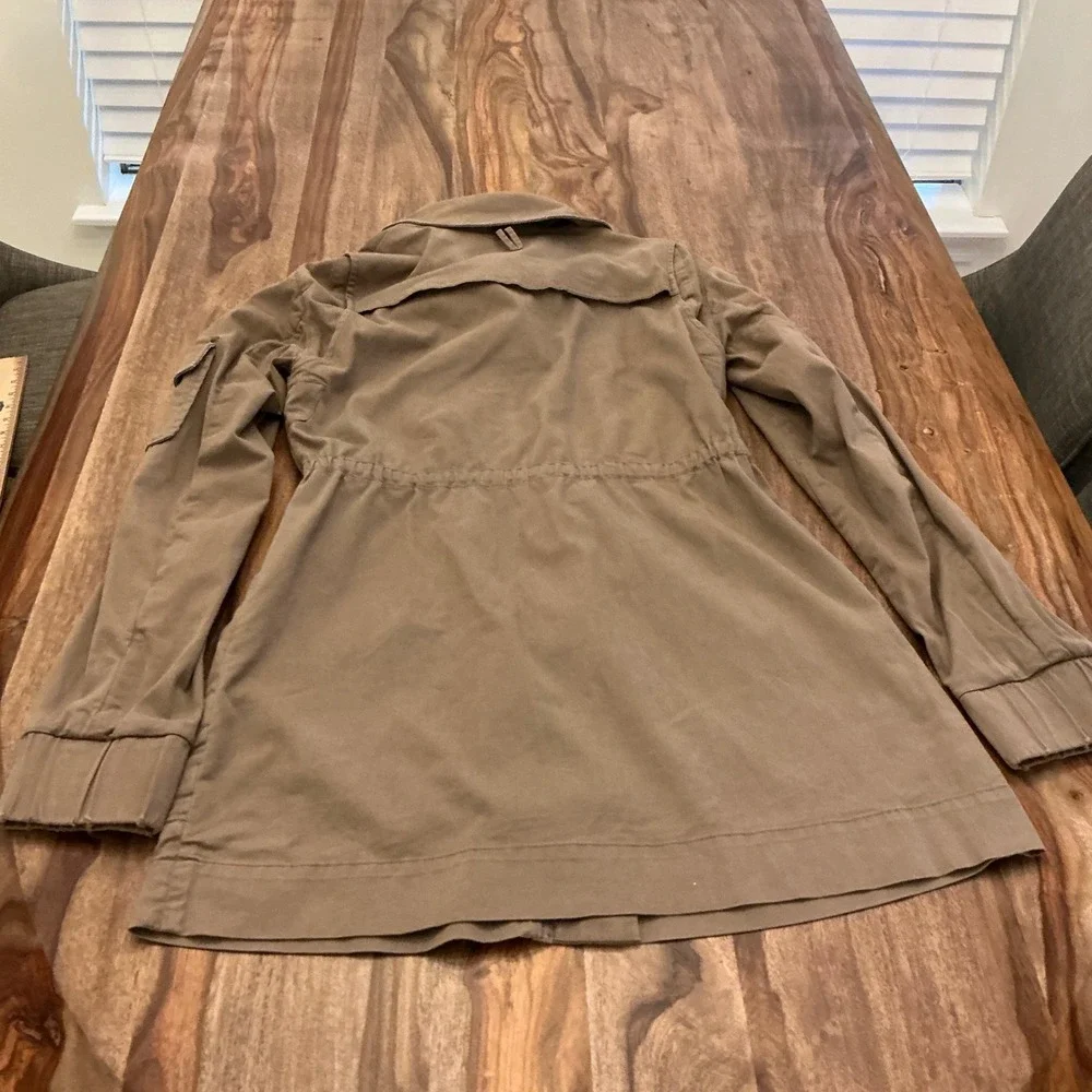 Alice + Olivia Khaki Utility Jacket Drawstring Waist Cargo Pockets Military - Picture 11 of 11